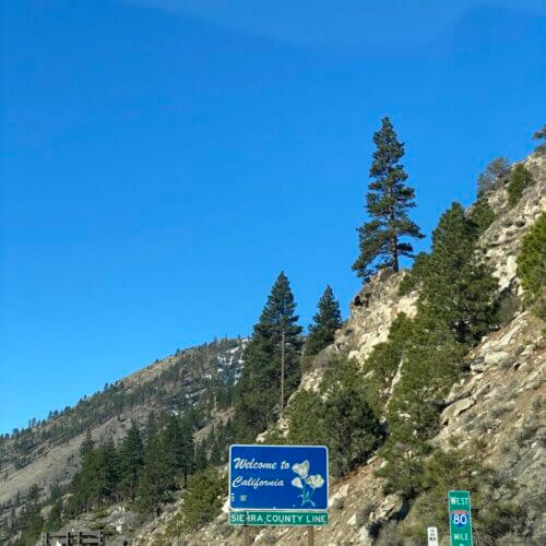 Welcome sign to California